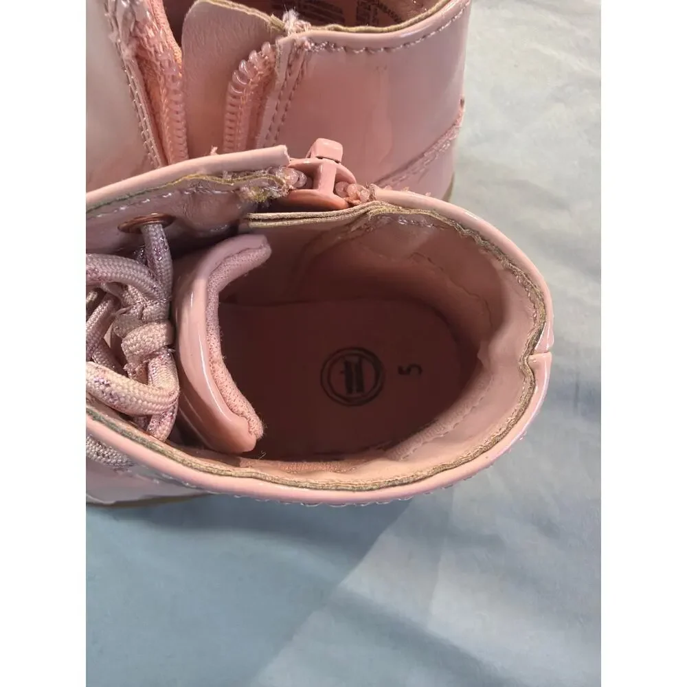 wonder nation Pink Patent Kitty boots size 5